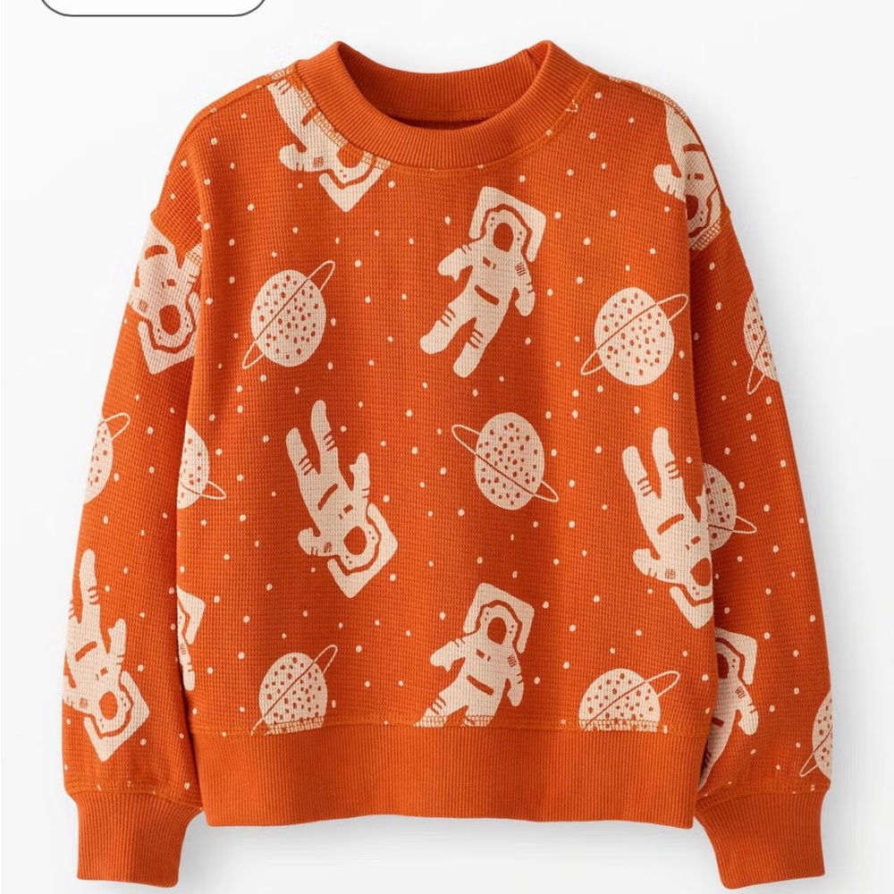 NWT Hanna Andersson Orange Astronaut Long Sleeve Tee